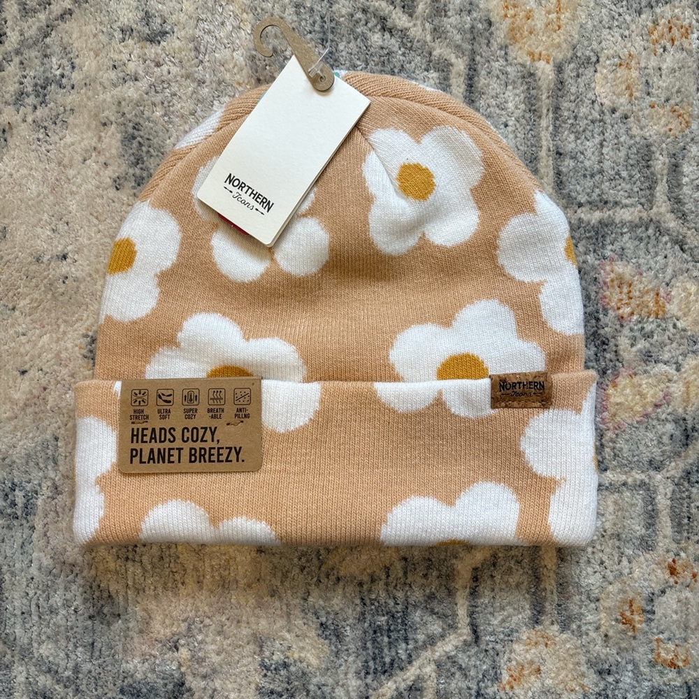 Kids' Tan Floral Beanie